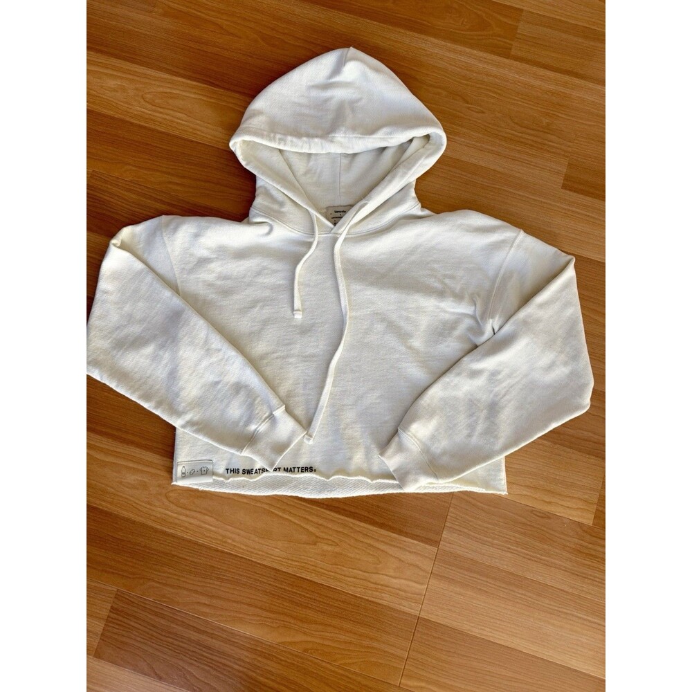 Upcycle x Anthropologie  White Cropped Hoodie Sweatshirt Size S